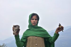 Poonch: A villager shows the tail of a mortar shell after firing from the Pakistani side at  Mendhar in Poonch district, Friday, March 01, 2019. (PTI Photo) (PTI3_1_2019_000161B)
